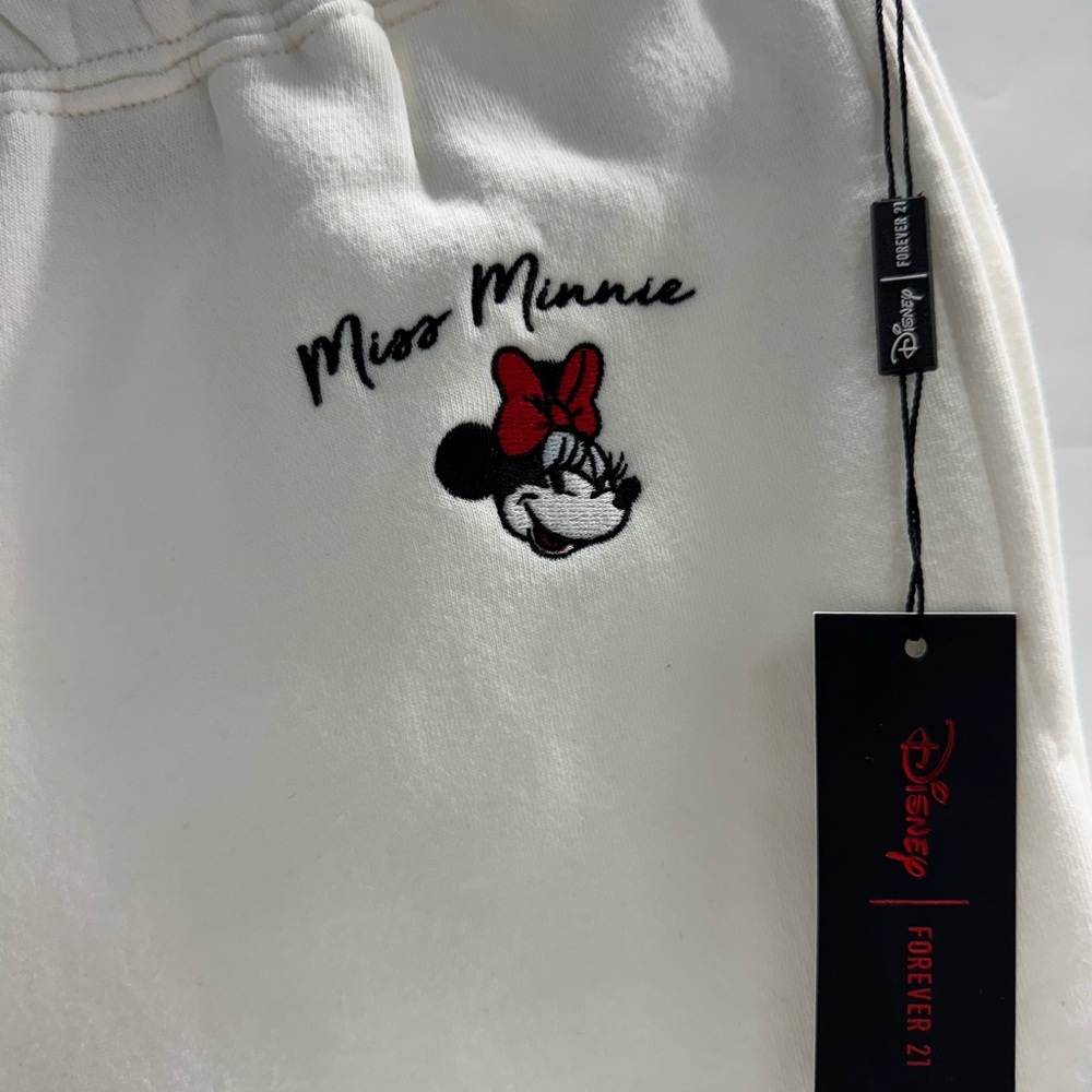 Disney Minnie Mouse Lounge Pants – White with Red Bow Details